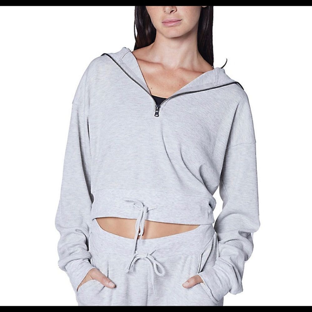 Gottex Studio Half-Zip Drawstring Waffle Top